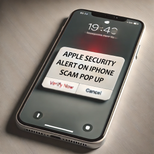 Apple Security Alert on iPhone Scam Pop up